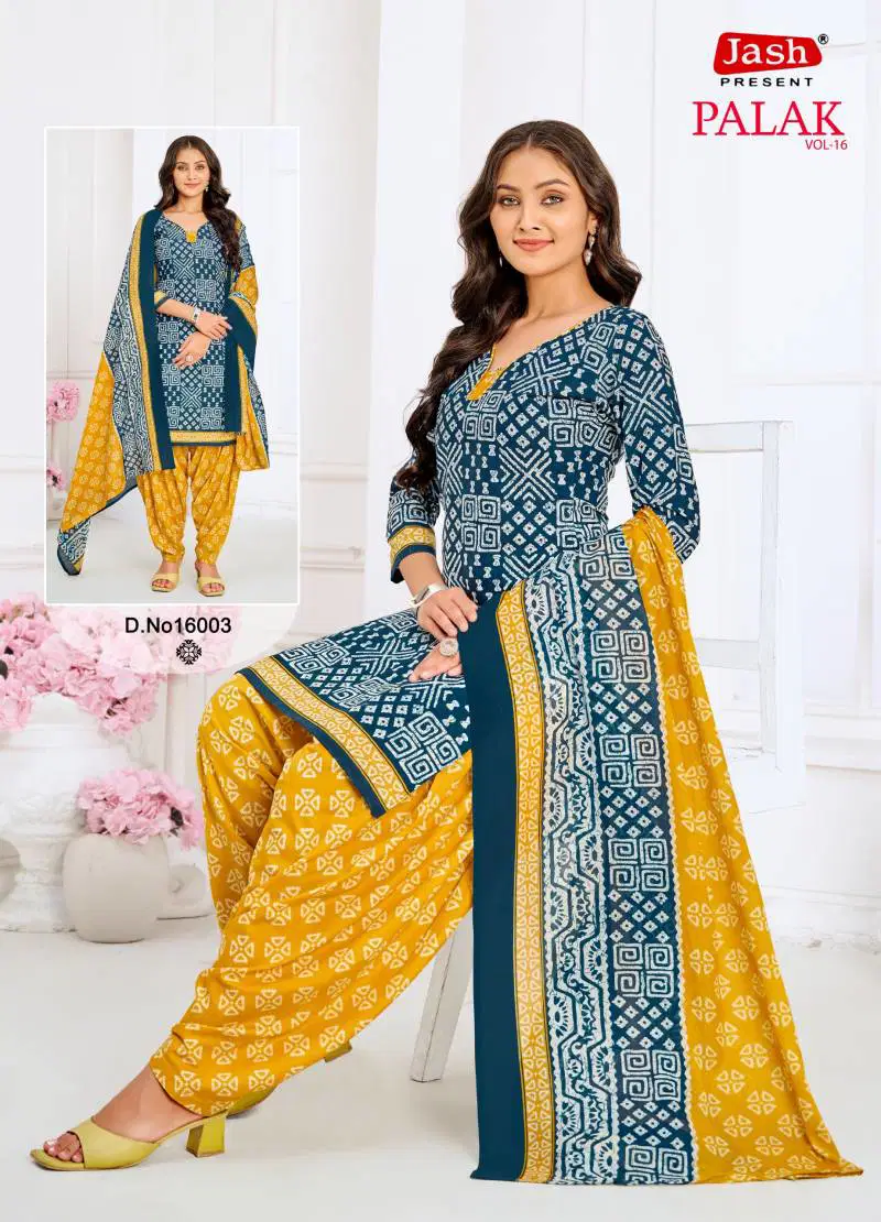 Jash Palak Vol 16 Cotton Printed Dress Material Wholesale Shop In Surat