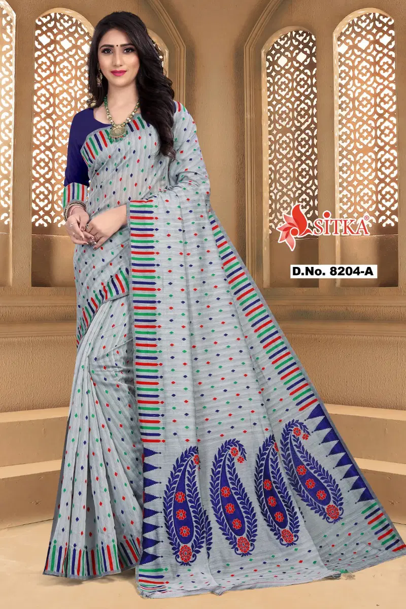 Naira 8204 Casual Daily Wear Fancy Look Poly Cotton Saree With Blouse Collection
