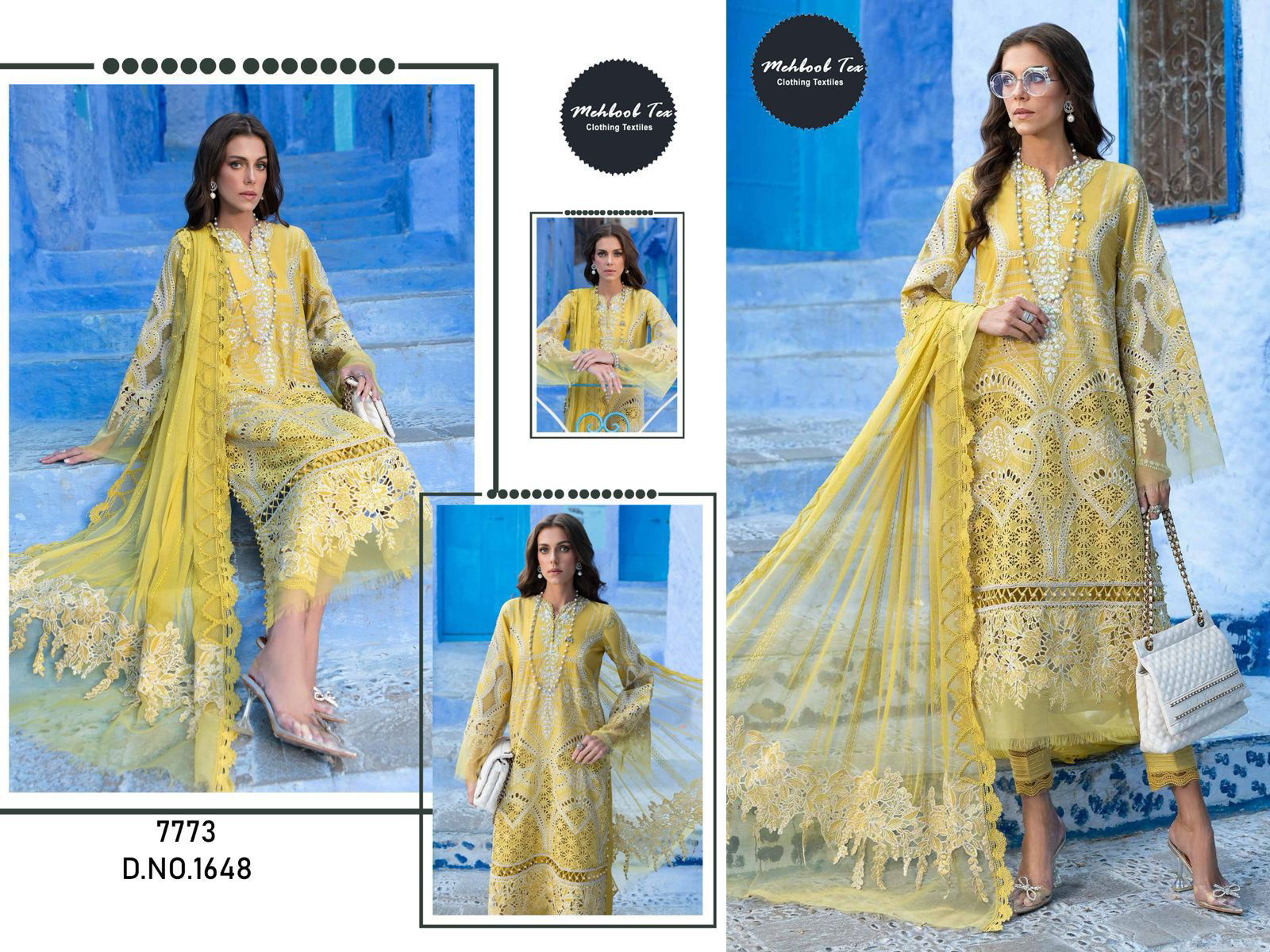 1648 Mehbbob Tex Visocse Lawn Embroidery Pakistani Suits Exporters In India
