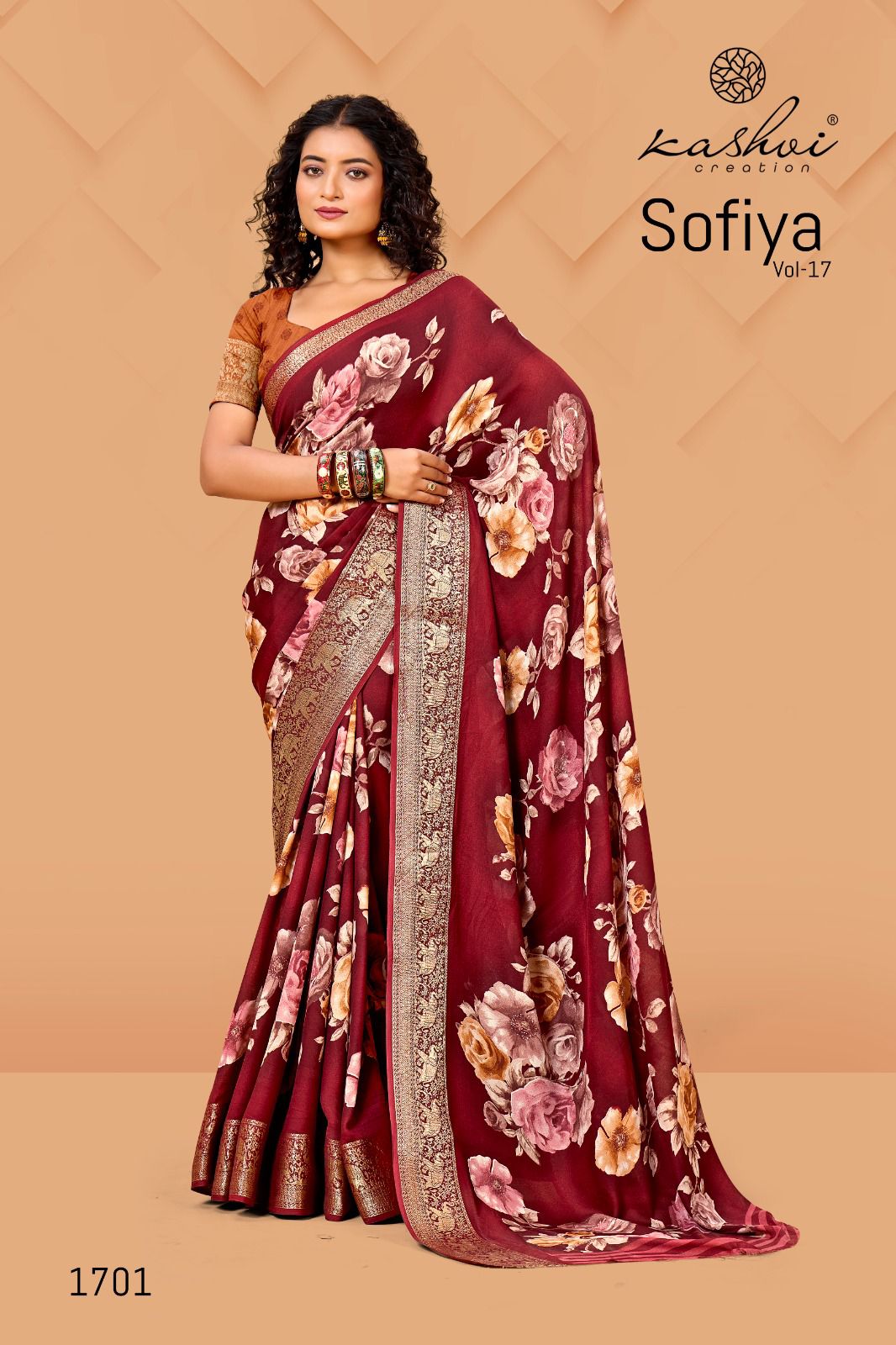 Sofiya Vol 17 By Kashvi Dull Moss Zari Border Printed Saree Orders In India