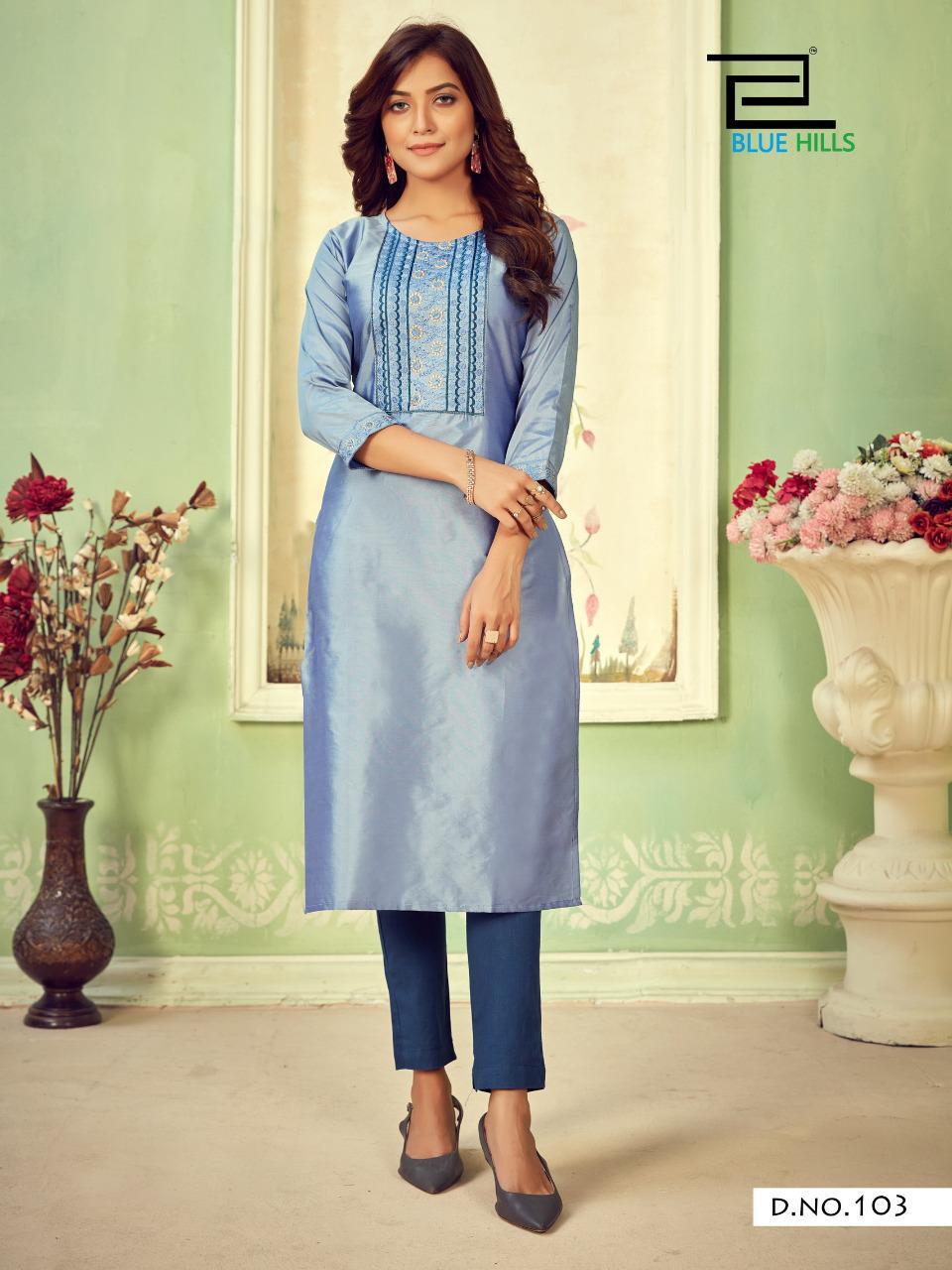 BLUE HILLS SOLID VOL 3 Ethnic Wear Cotton tapeta neck Embroidery Kurti