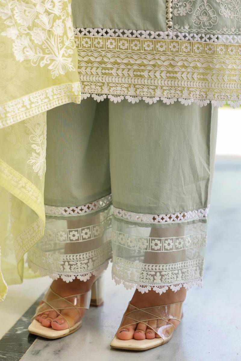 Tanyaa P 365 Cotton Work Fancy Kurti Plazzo With Dupatta Suppliers In India