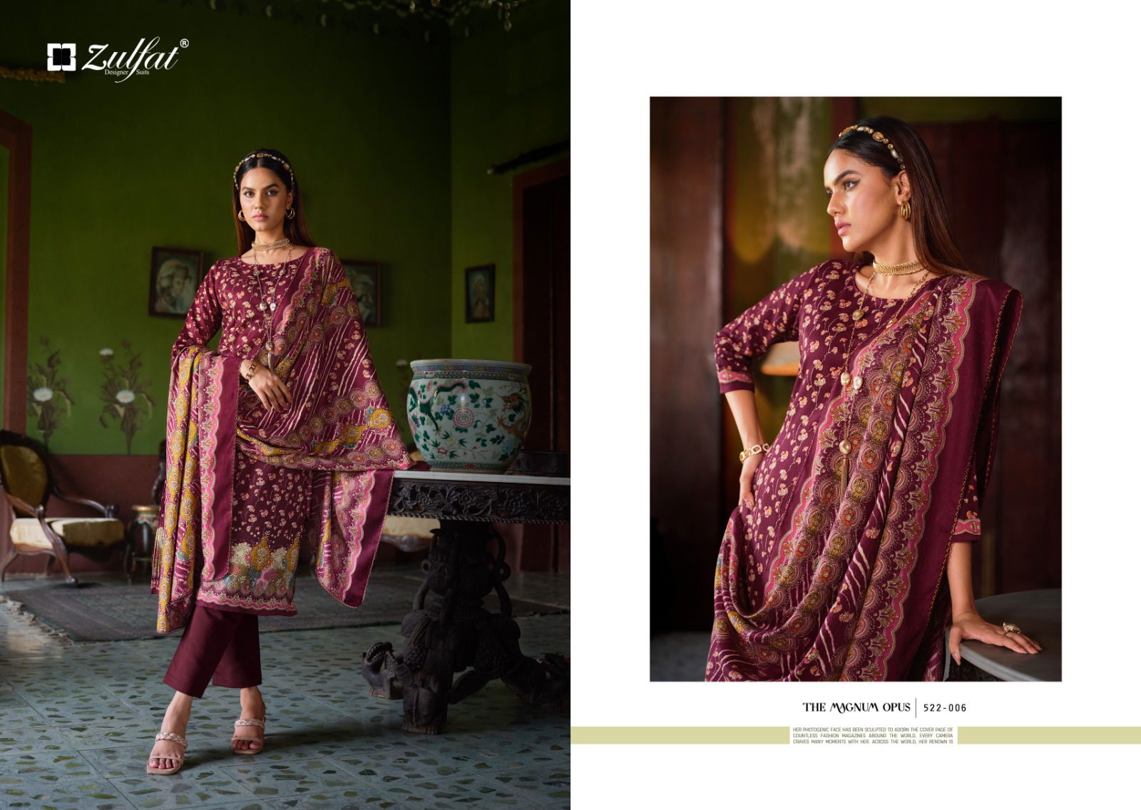 Zulfat Raabia Wool Pashmina Dress Material Collection
