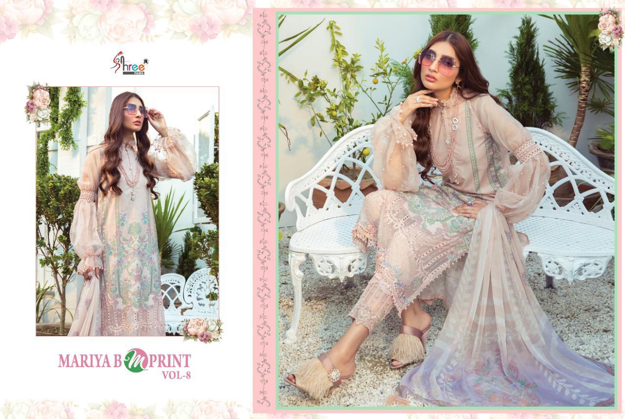 Shree Mariya B Mprint 8 Latest Fancy Designer Festive Wear 	Cambric Cotton Pakistani Salwar Suits Collection

