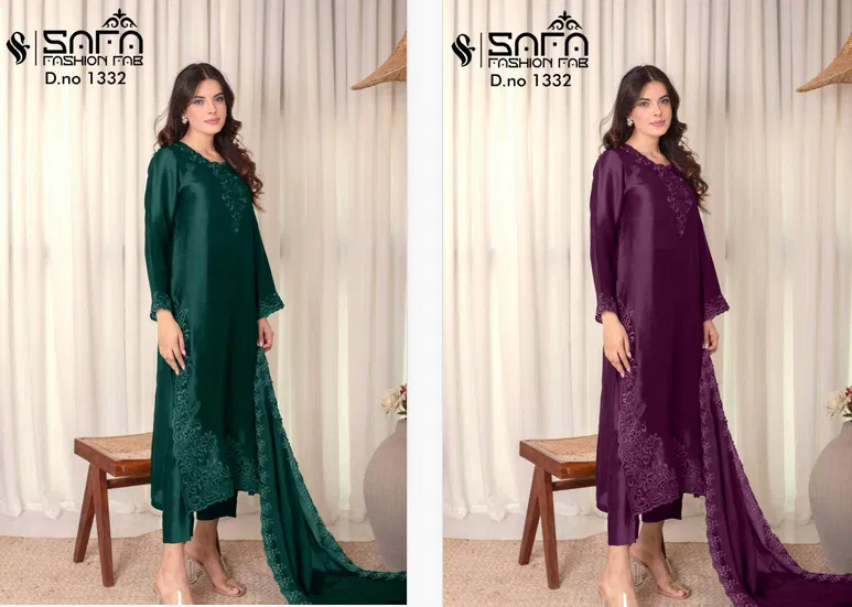Safa Fashion Fab 1332 Cotton Blanded Pakistani Ready Made Suit Best Wholesale Shop In Surat
