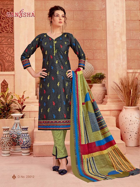 Ganesha Print 23 Latest Designer Printed Cotton Dress Material Collection