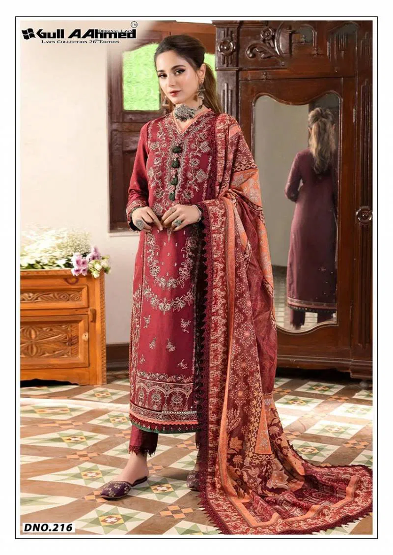 Gull A Ahmed Lawn Vol 26 Cotton Printed Kurti Bottom With Dupatta Online Wholesale