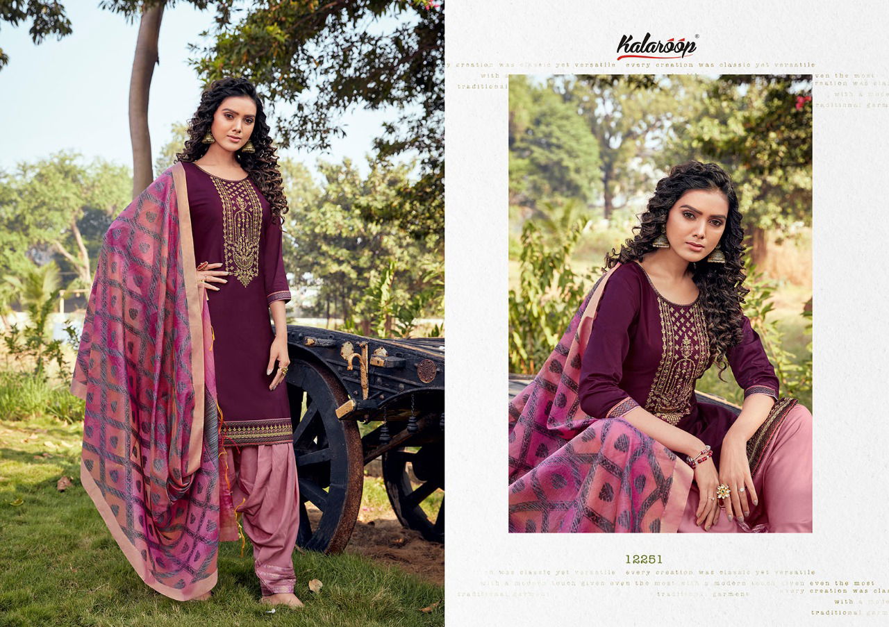 Kalaroop Sunheri By Patiala Vol 3 Latest Designer Festive Wear Jam Silk Ready Made Collection
