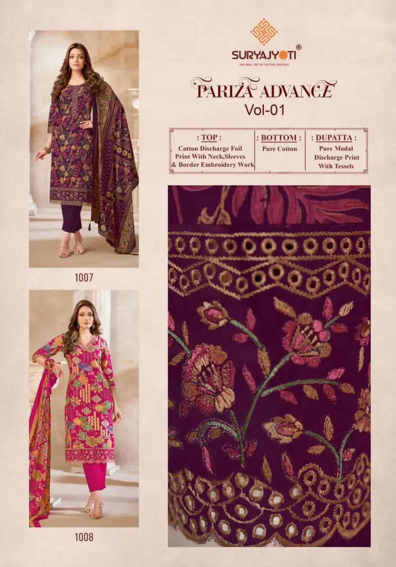 Pariza Advance Vol 1 By Suryajyoti Cotton Readymade Suits Suppliers In Mumbai