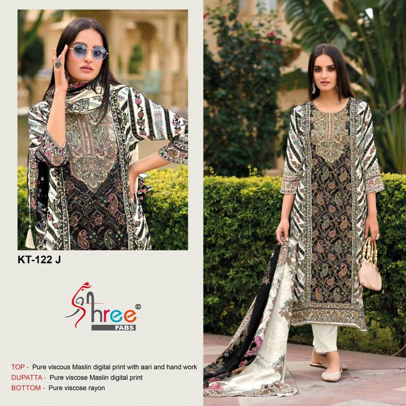 Shree Kt 122 I And J Viscose Maslin Digital Printed Salwar Suits Wholesale Clothing Suppliers In India