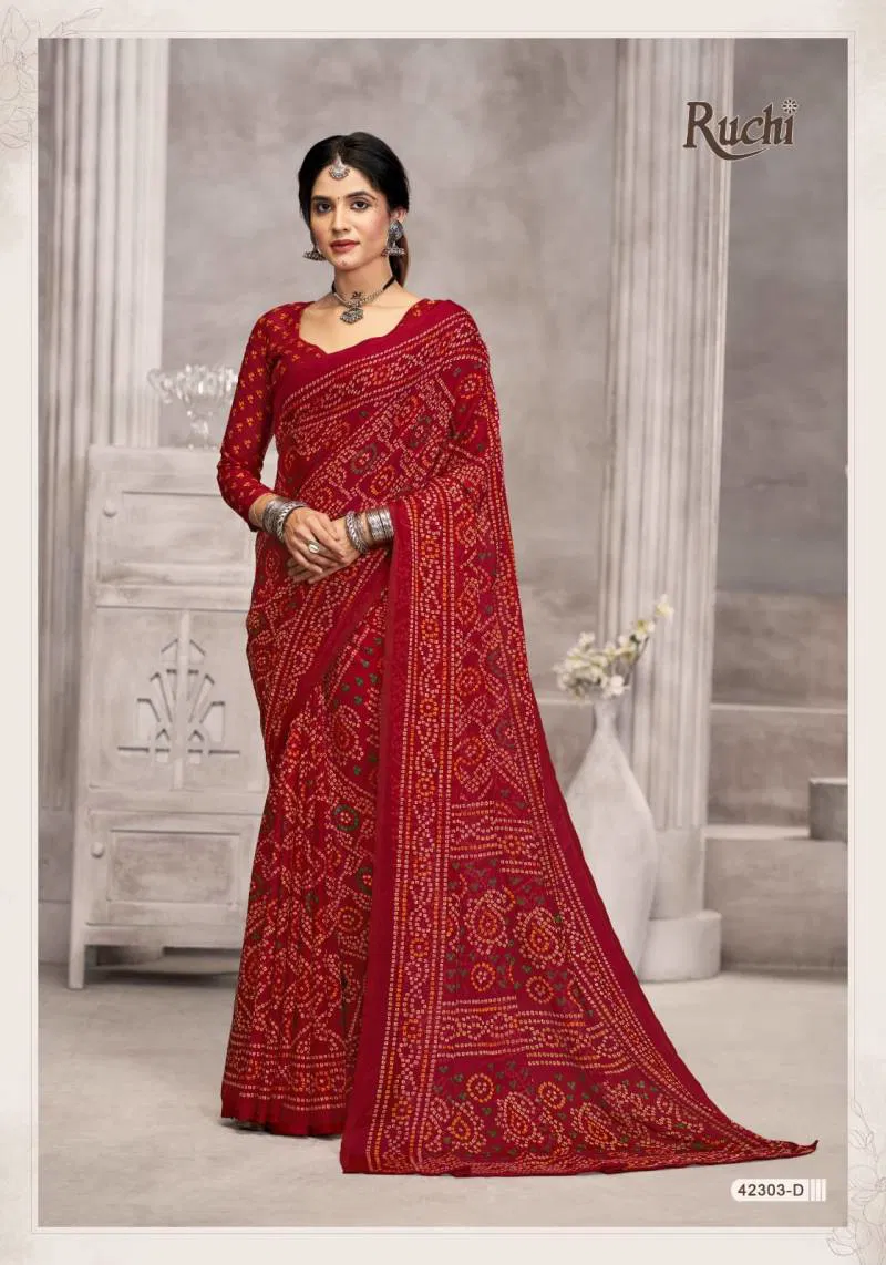 Star Chiffon 194 By Ruchi Printed Chiffon Saree Wholesale Price In Surat