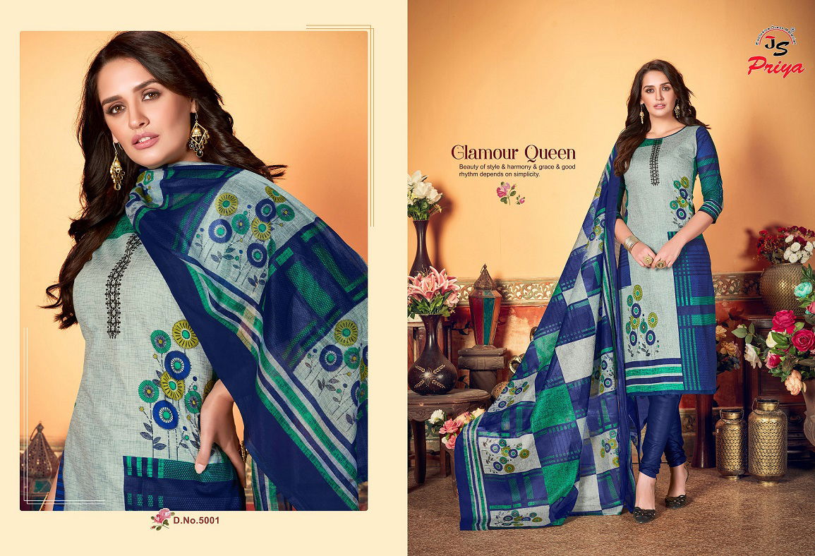 JS Priyalaxmi 5 Latest Collection Of Designer Printed Pure Cotton Dress Material 