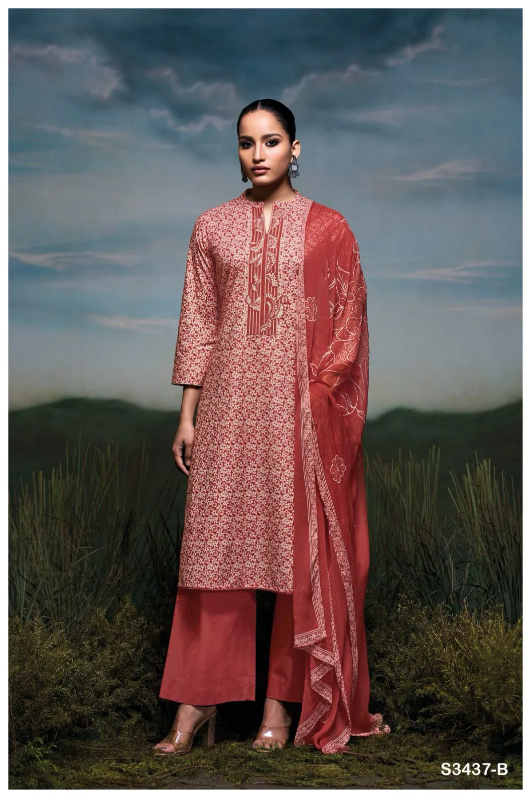 Jackie 3437 By Ganga Cotton Printed Embroidery Dress Material Online Wholesale