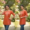 Naisha K 413 Cotton Flax Embroidery Work Casual Wear Top Wholesale In India
