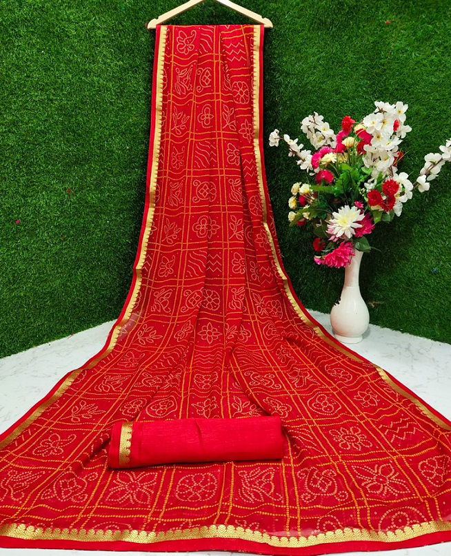 Mahek 22 Latest daily Wear Casual Wear Chiffon Bandhani Printed Saree Collection
