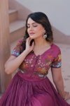 KA 1170 Silver Crunchy mbroidered Koti Designer Gown Orders In India
