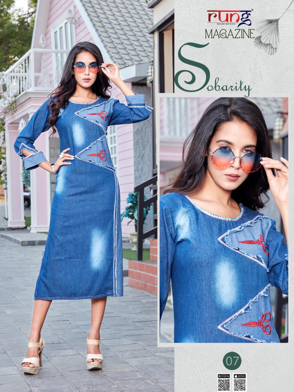 Rung Magazine Latest Heavy Fancy Designer Ethnic Wear Denim Designer Kurti Collection
