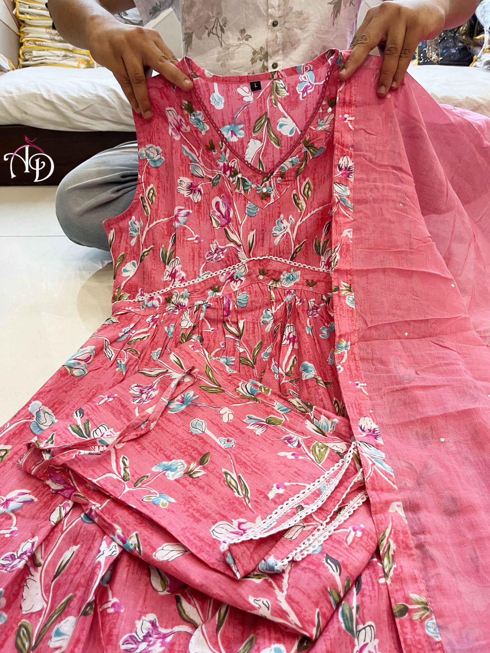 Akshar Designer Alia Cut Pure Cotton Top With Bottom Dupatta Wholesalers in Delhi