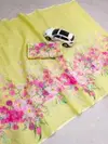 MG 139 Plain Linen Digital Printed Surat Designer Sarees Wholesale Market