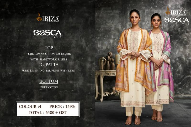 Ibiza Bosca Vol 9 Lawn Cotton Jacquard Salwar Kameez Wholesale In India