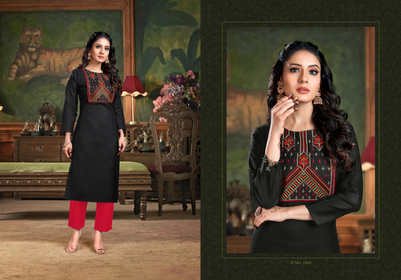 Nitisha Gangour latest fancy Designer regular wear Cotton Embroidery Kurti With Bottom Collection
