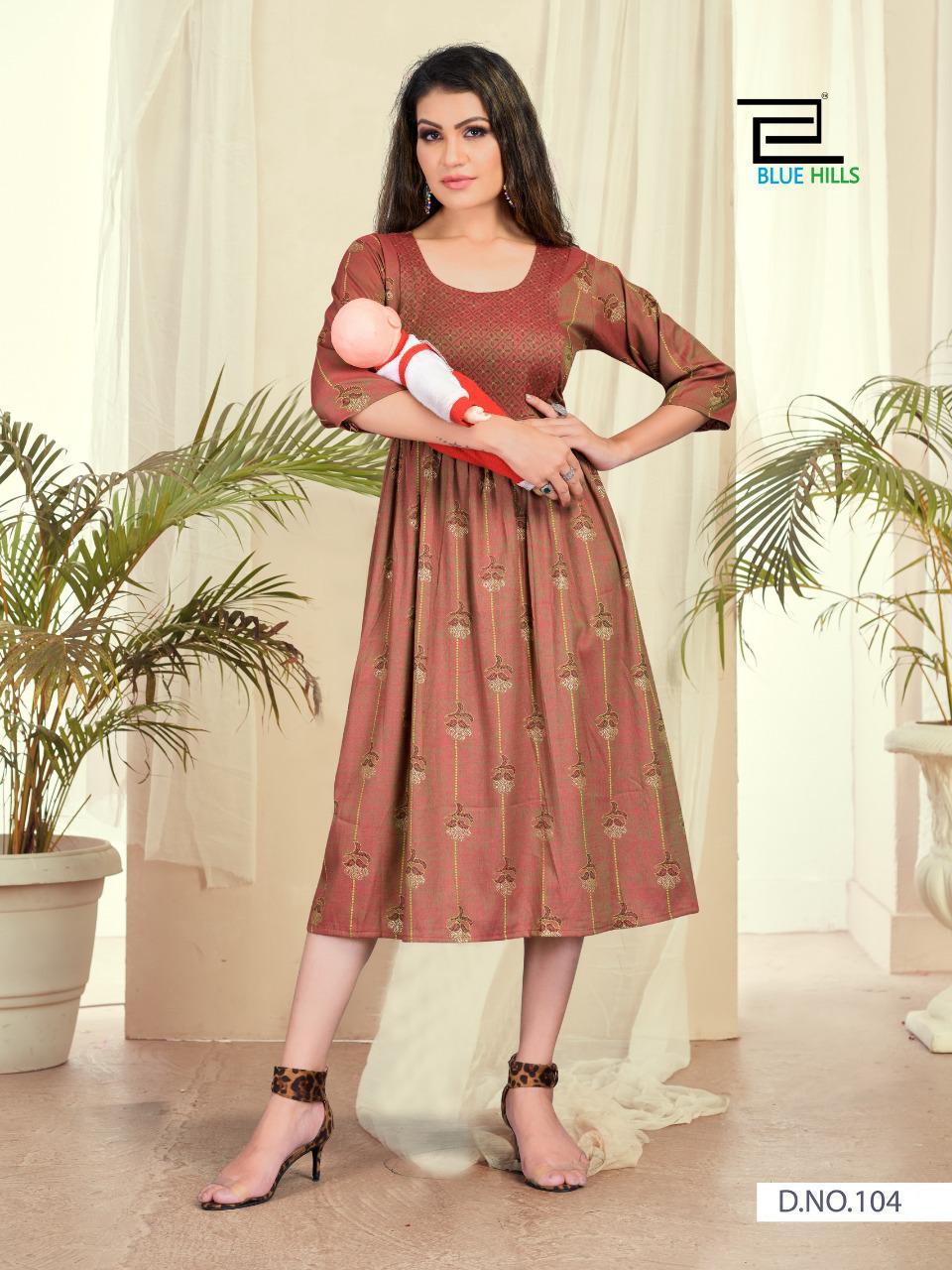 Blue Hills Good New 6 Designer Ethnic Wear Rayon Printed Long Kurtis Collection
