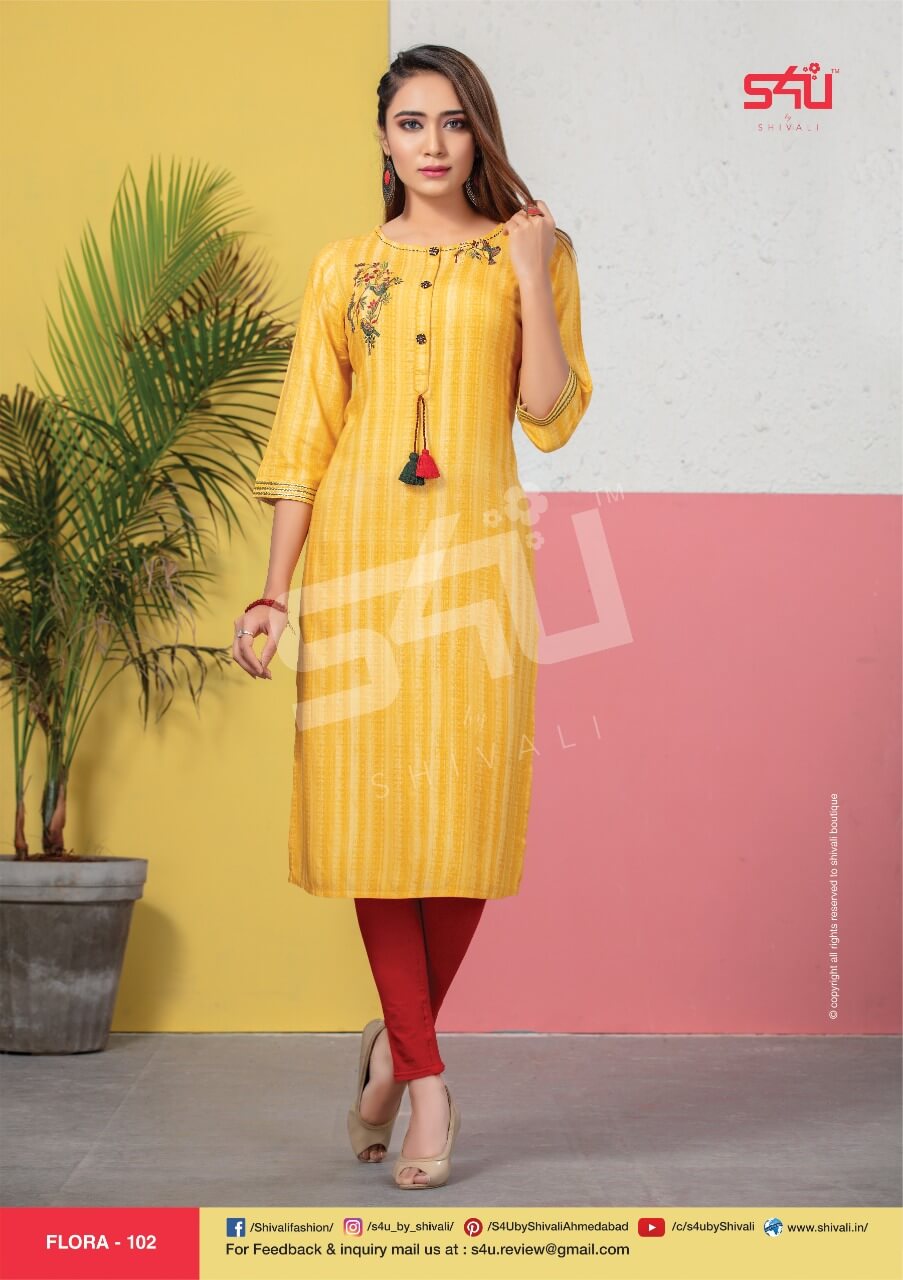 S4u Flora Fancy latest Designer Regular Ethnic Wear Printed Kurtis Collection
