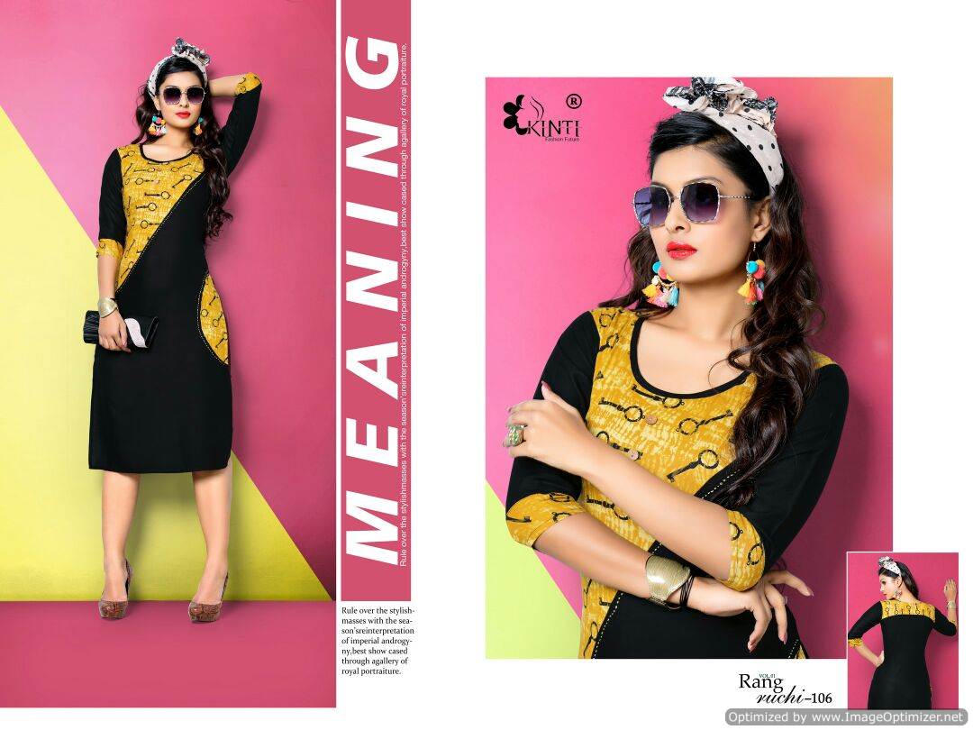 Kinti-Rang Ruchi Fancy Regular wear Pure Rayon printed Kurtis Collection
