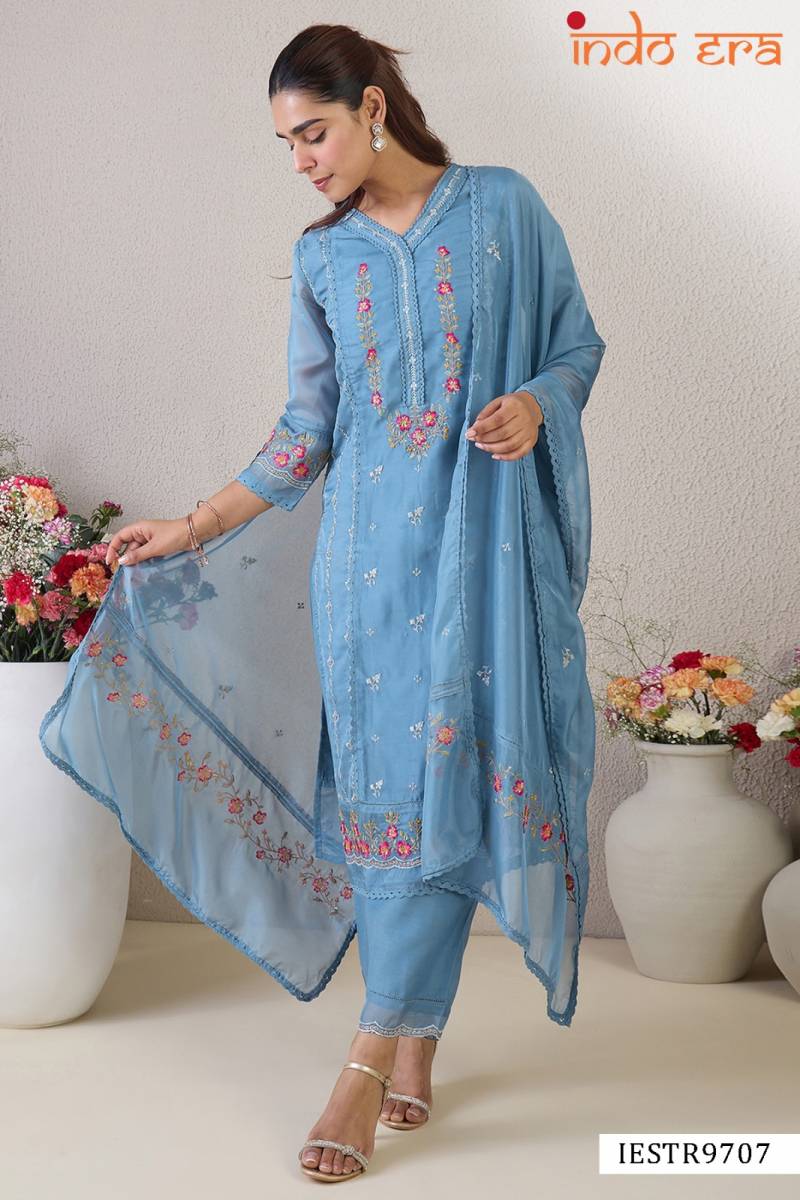 Indo Era 2565 Organza Embroidered Kurti Bottom With Dupatta Suppliers In India