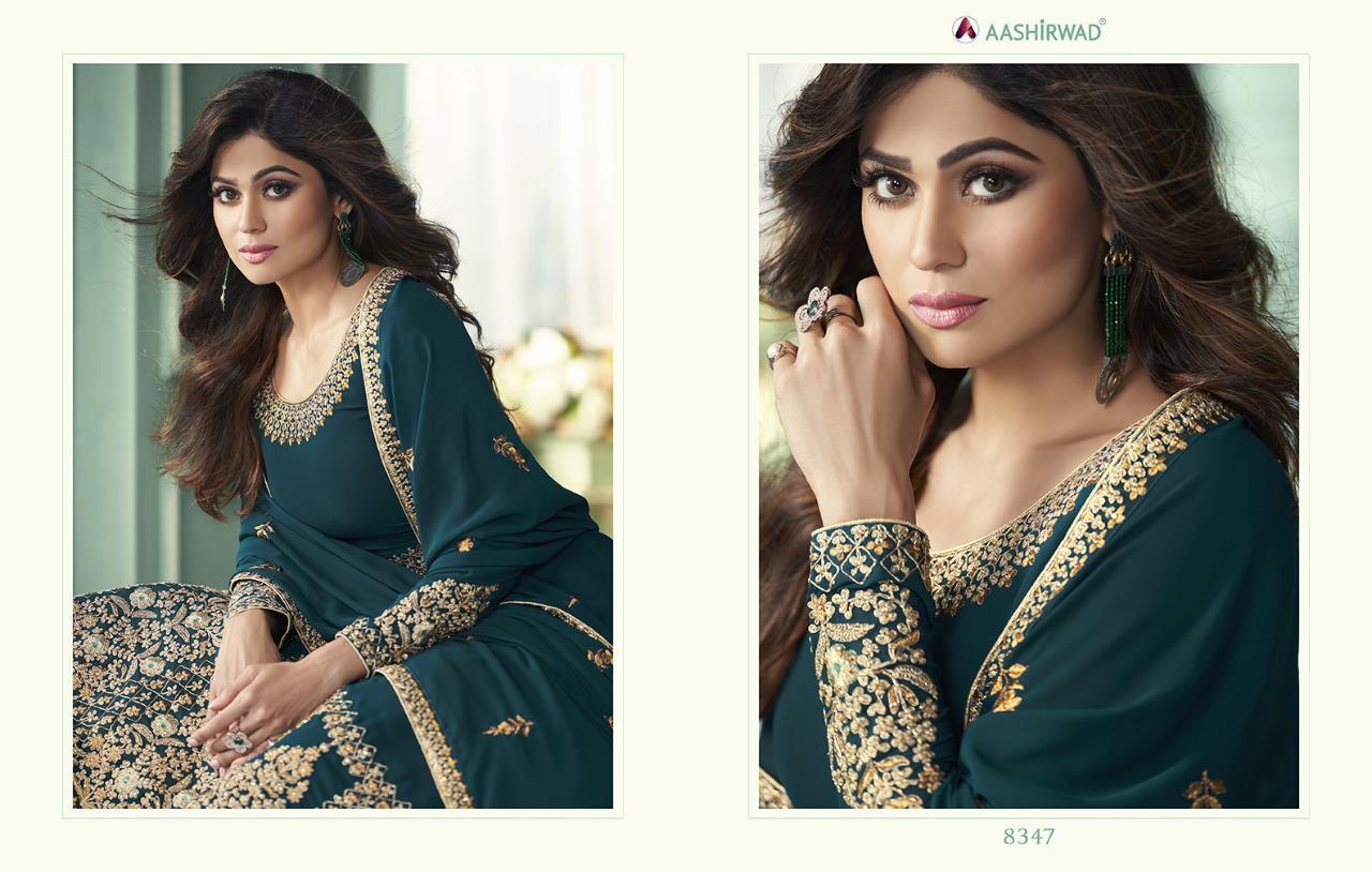 AASHIRWAD JEWEL Latest Fancy Designer Festive Wear Real Georgette Heavy Worked Salwar Suit Collection