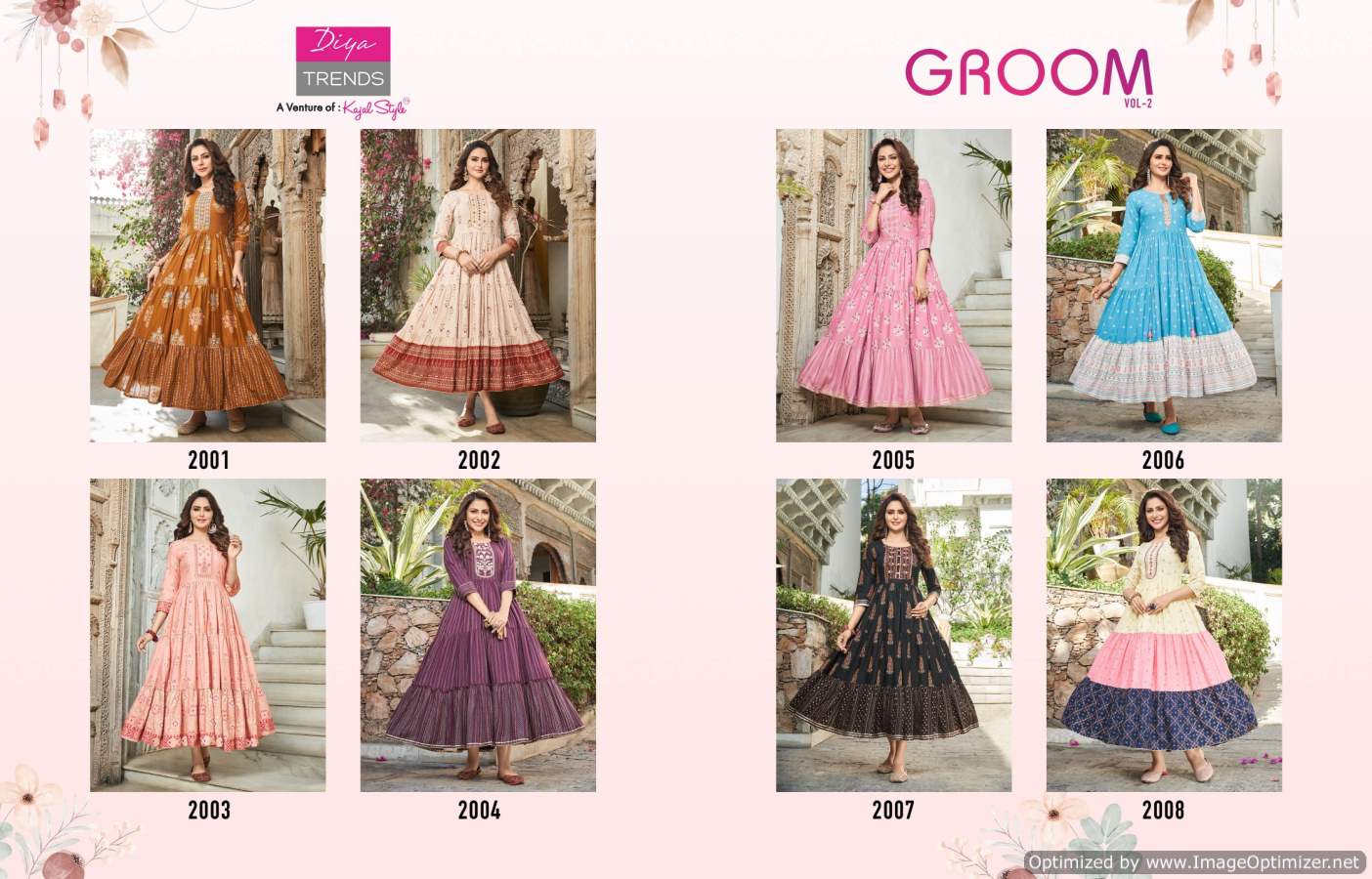 Groom 2 Festive Wear Designer Cotton Heavy Long Anarkali Kurti Collection