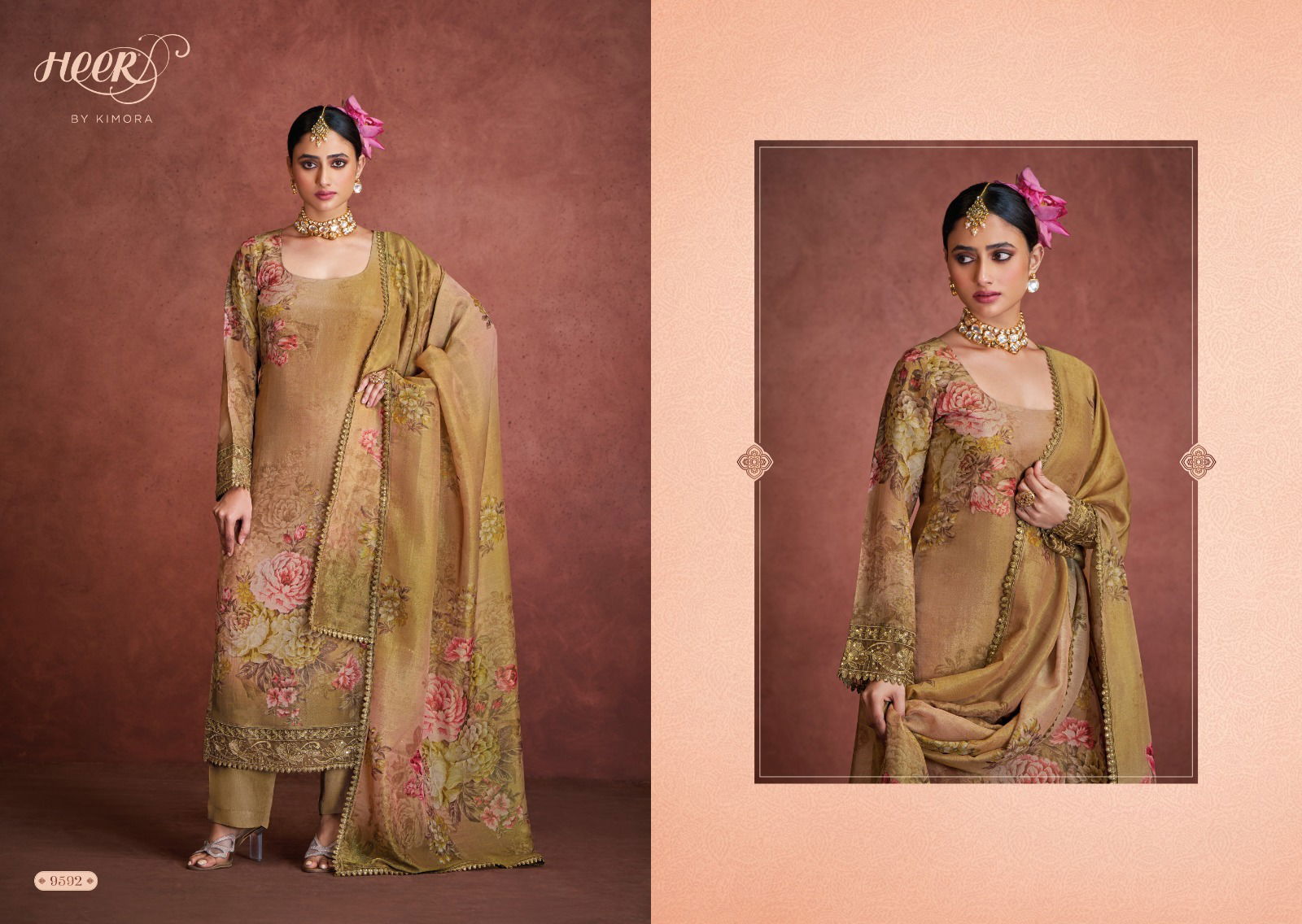 Rabia By Kimora Heer Muslin Banarasi jari Salwar Suits Wholesalers In Delhi