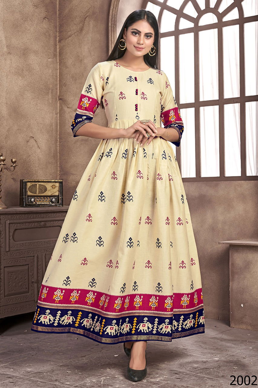 Latest Designer Printed Gown Style Long Kurtis Collection 