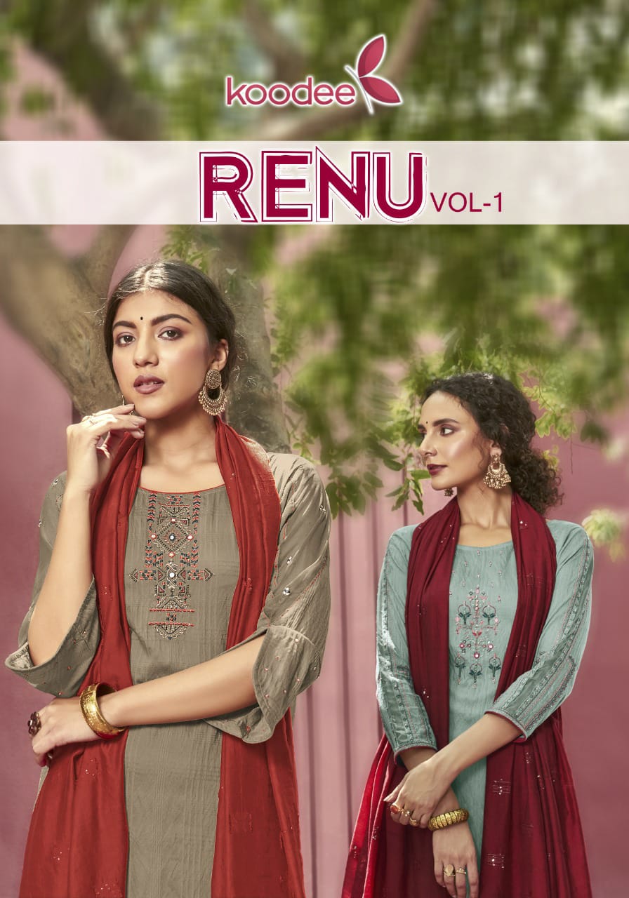 Koodee Renu 1 Festive Wear Designer Latest Fancy Viscose Stripe Pattern With Khatli Work Readymade Collection
