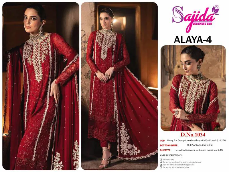 Alaya Vol 4 by Sajida Georgette Pakistani Salwar Kameez Wholesale Market
