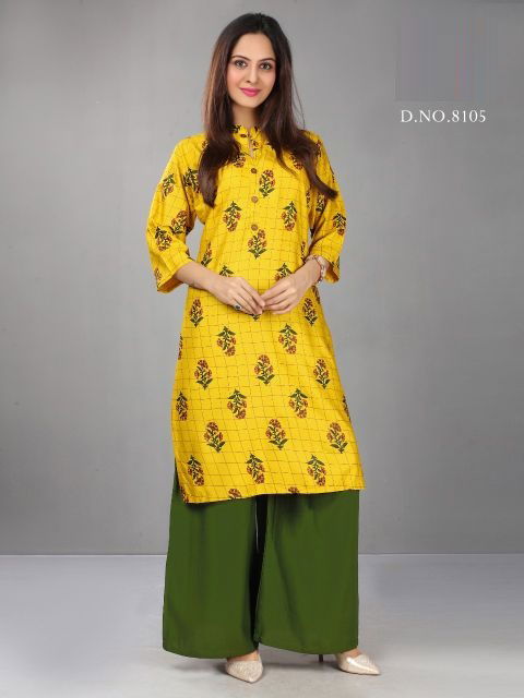 Kushal Exclusive Stylish Casual Wear Rayon Kurti With Bottom Collection