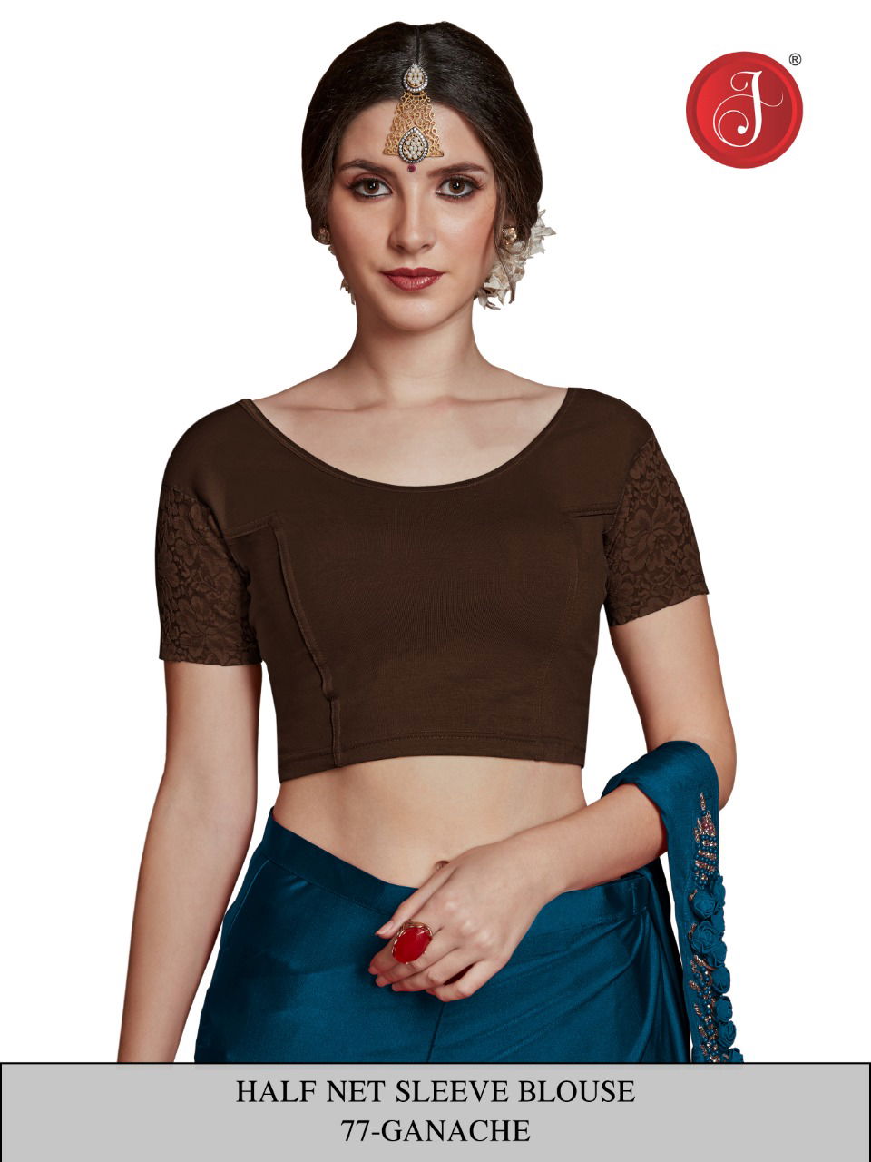 Jelite New Round Neck and One Half Net Sleeves Design Blouse collection