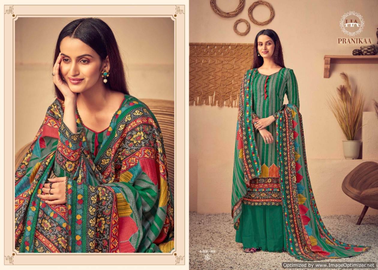 Harshit Pranikaa Latest Designer Printed Pashmina Dress Material Collection With Pure Wool Pashmina Print Four Side Lace Dupatta 
