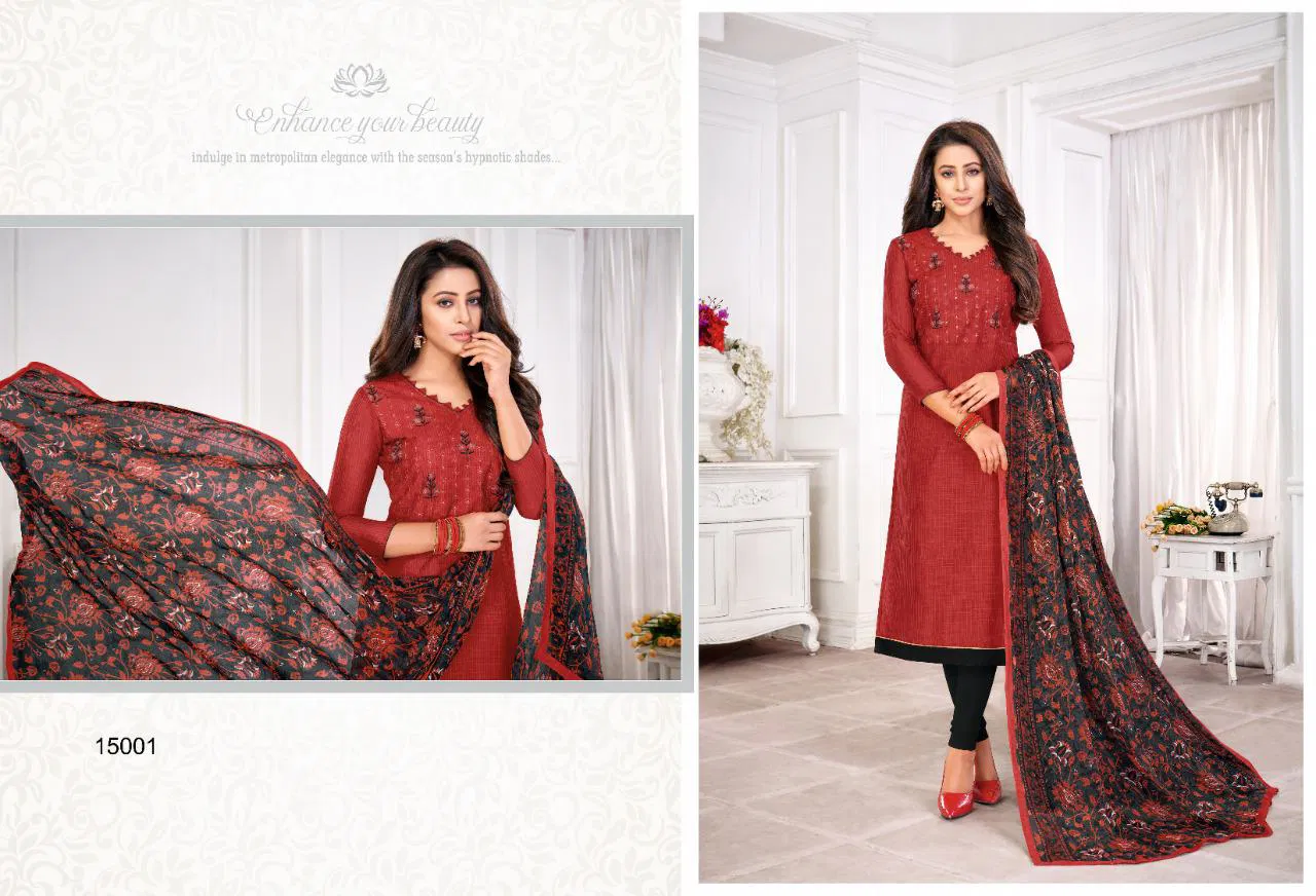 Autogragh 15 Casual Wear Slub Lining Embroidery Work Designer Churidar Dress Material Collection
