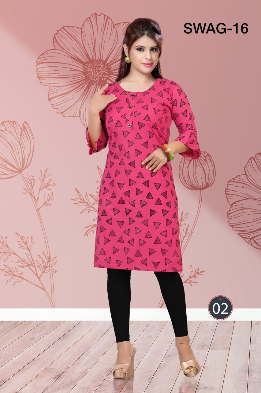 Trendy Swag 16 Casual Daily Wear Rayon Printed Kurtis Collection
