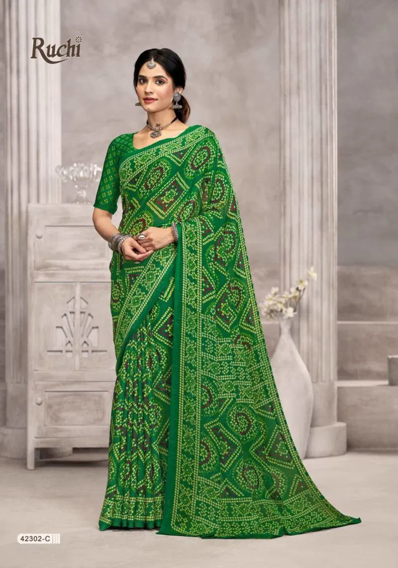 Star Chiffon 194 By Ruchi Printed Chiffon Saree Wholesale Price In Surat