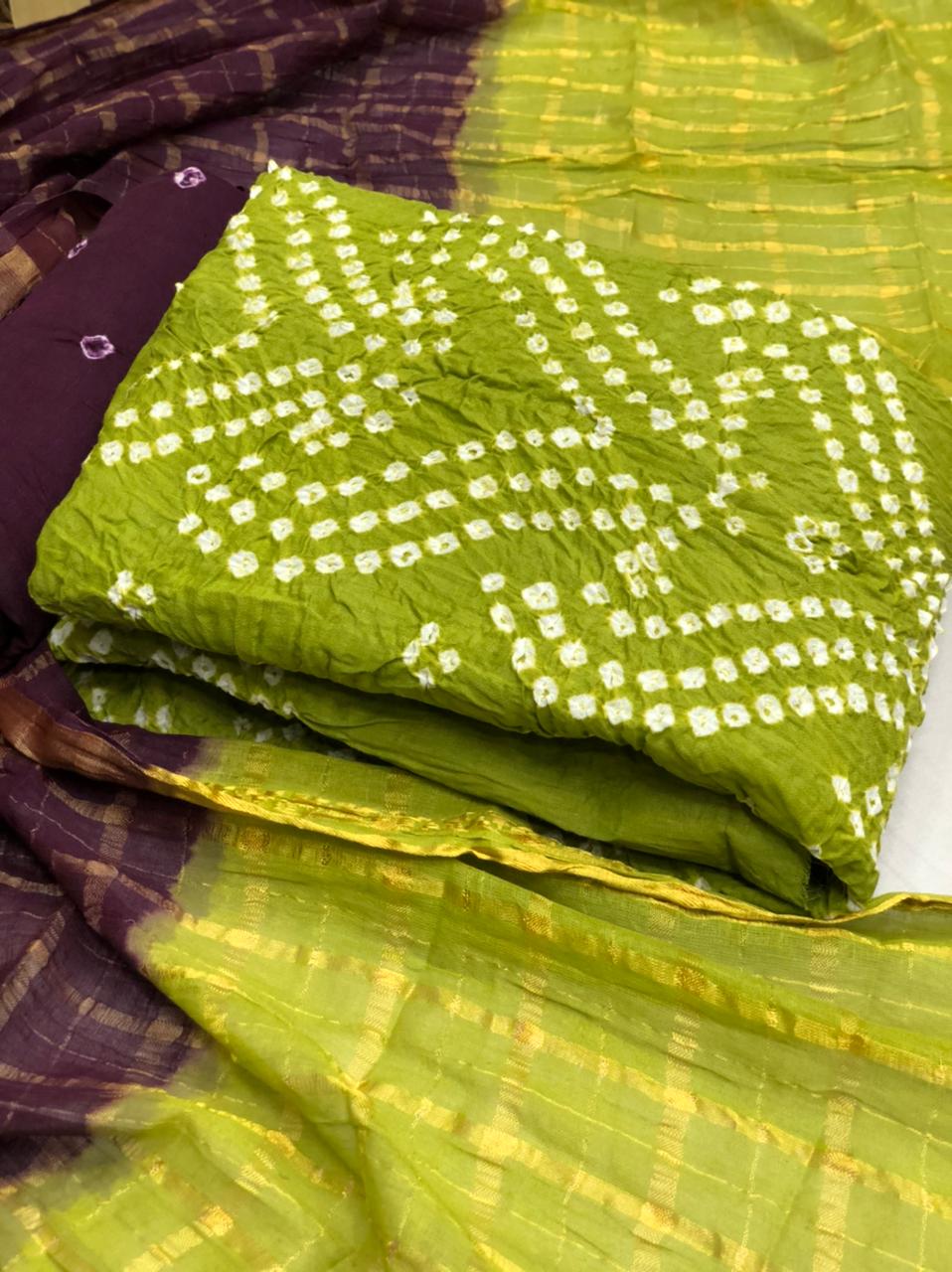 Satin Bandhej 2 Latest Fancy Designer Casual Wear Bandhani Heavy Jam Cotton Dress Material Collection

