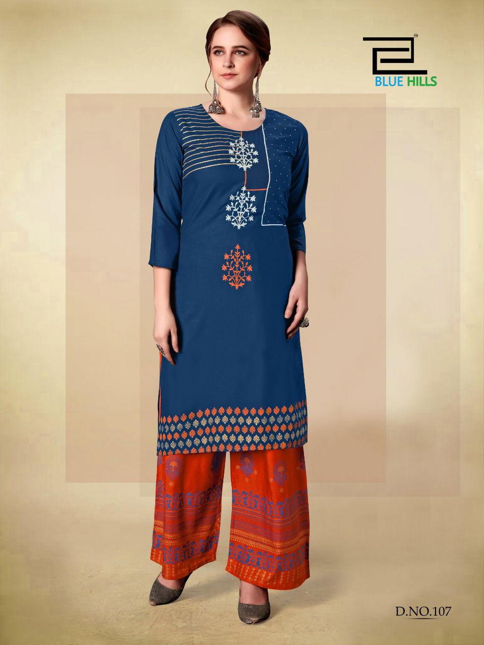 Blue Hills Dream 8 Latest Casual Wear Embroidery Work Heavy Rayon Kurtis With Plazzo Collection 