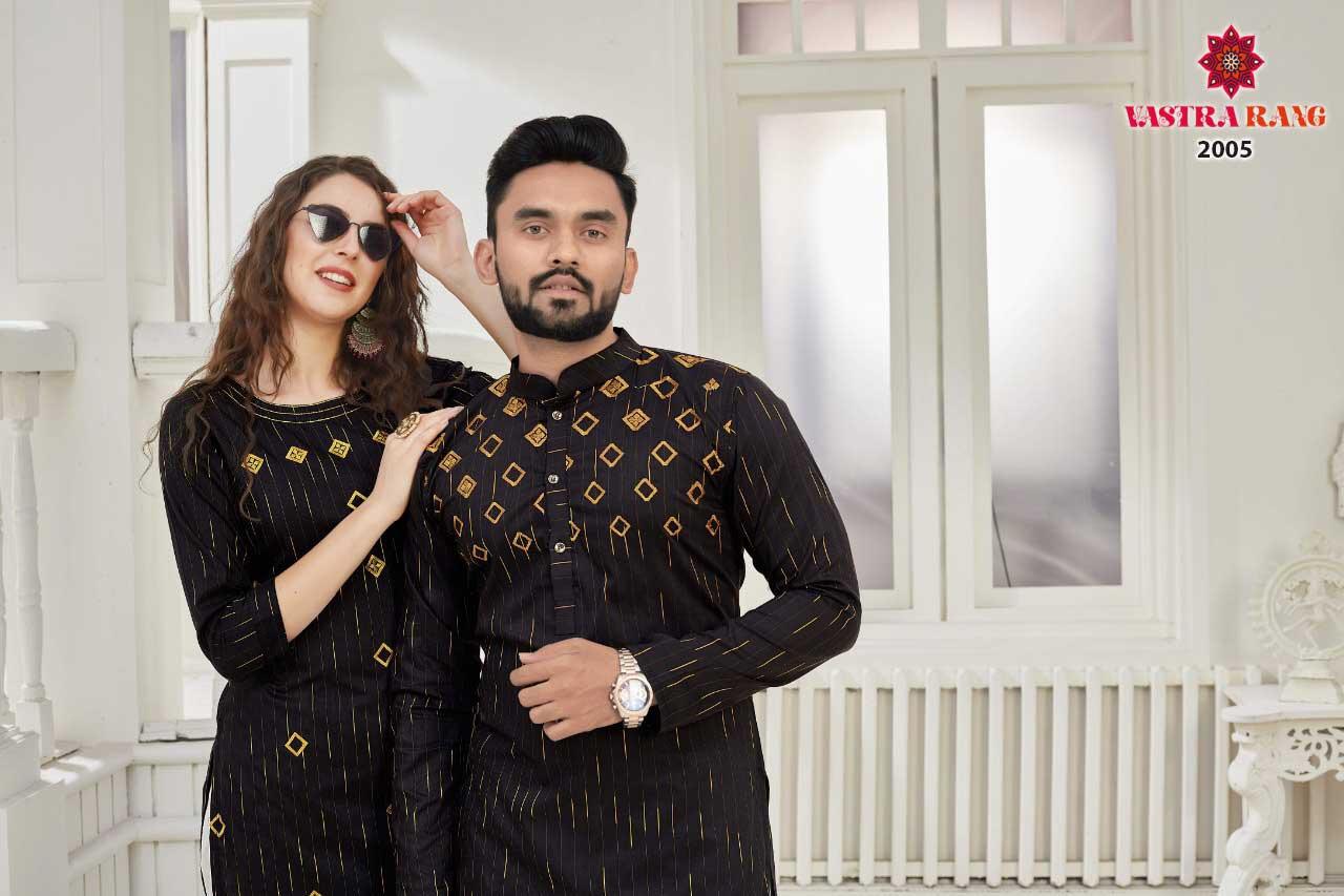 RAM-LEELA VOL-2 Fancy Designer Festive Party Wear Pure Cotton With Slub Strip With Designer Embroidery Work Kurti With Men's kurta Collection