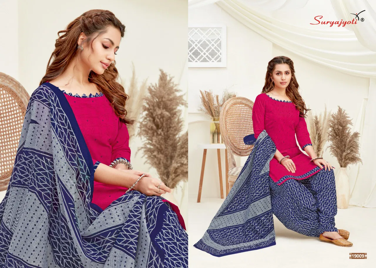 Suryajyoti Patiala Kudi 19 Latest fancy Regular Wear Printed Cotton Dress Material Collection
