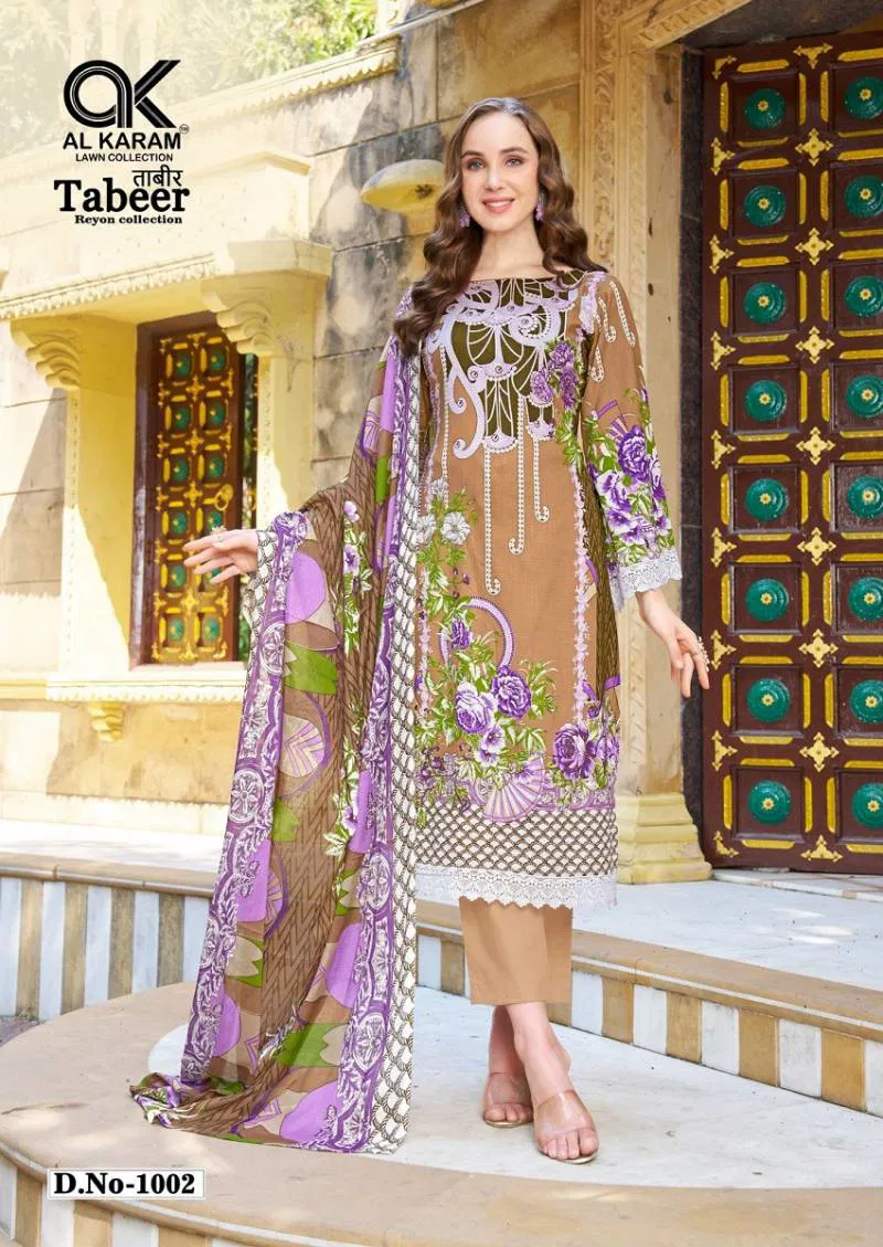 Tabeer Vol 1 By Al Karam Rayon Printed Karachi Dress Material Exporters In India
