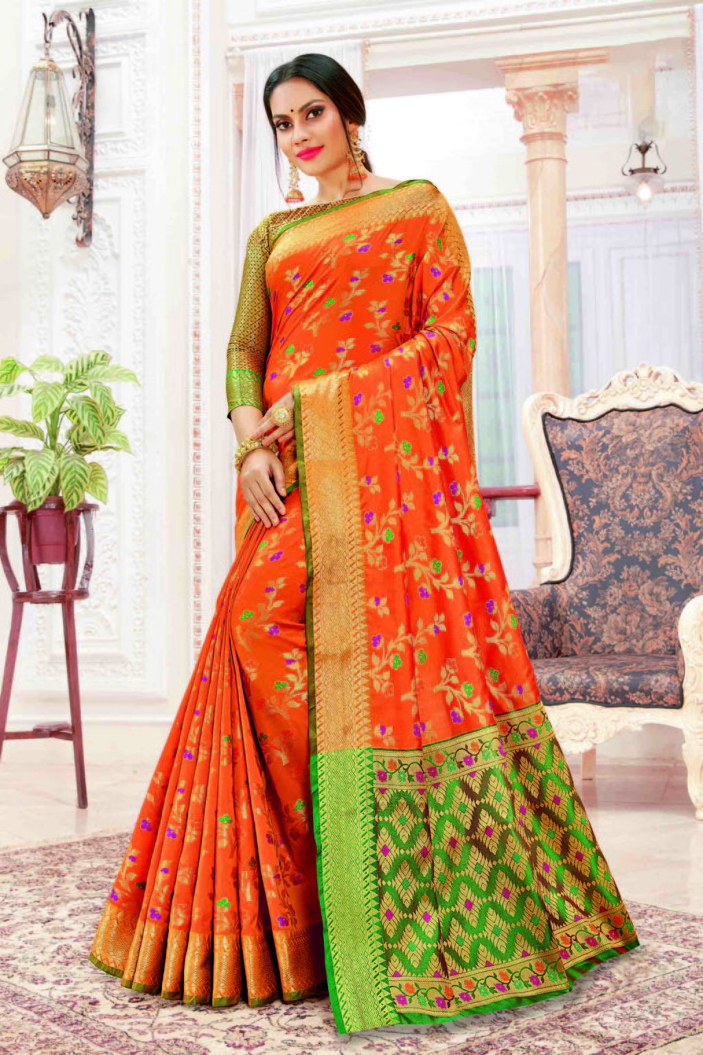 Sangam Purva Heavy Latest Designer Fancy Wedding Wear Banarsi Silk Printed Sarees Collection
