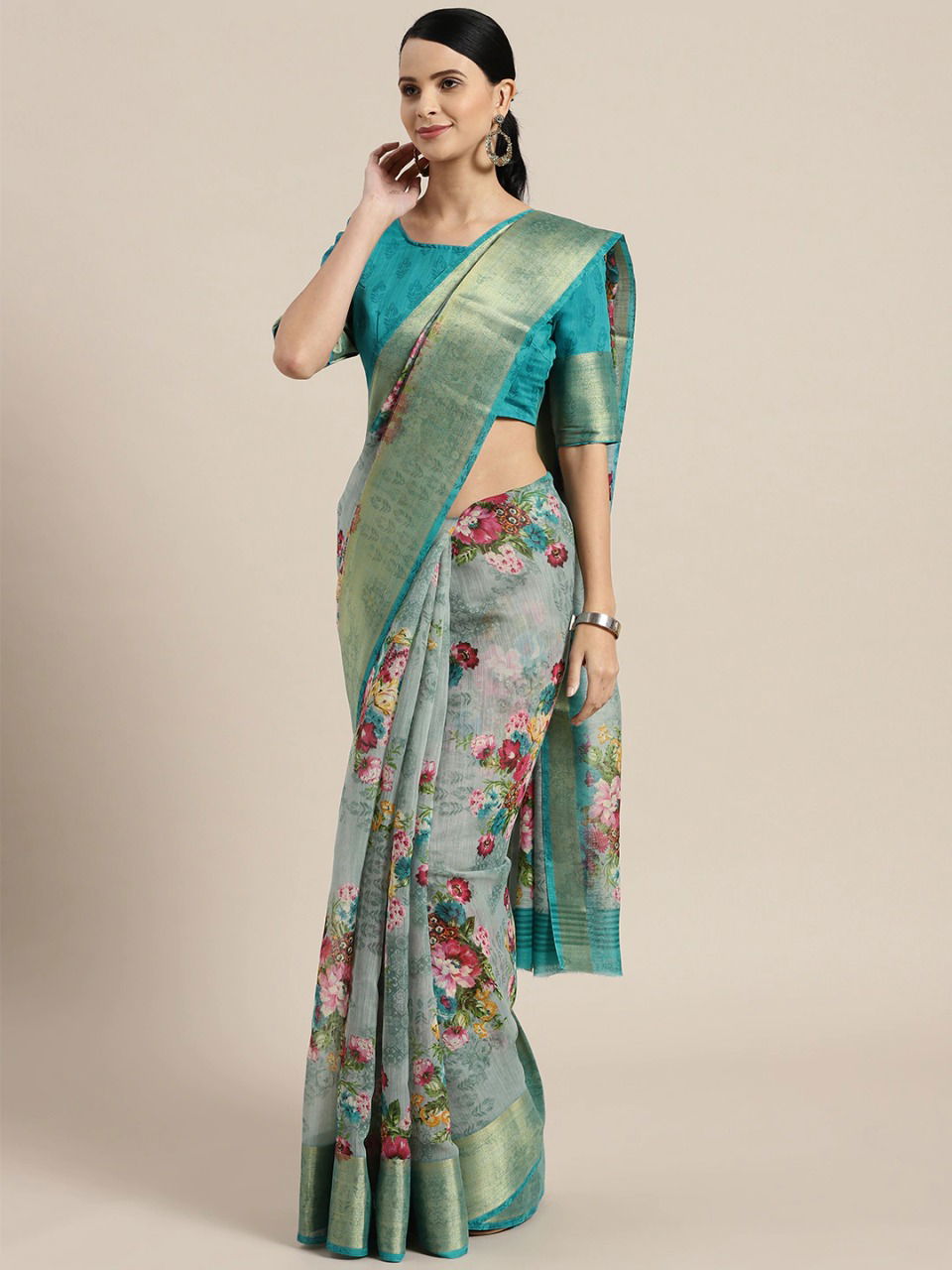 Belt 1 Latest Designer Printed Semi Linen Saree Collection 