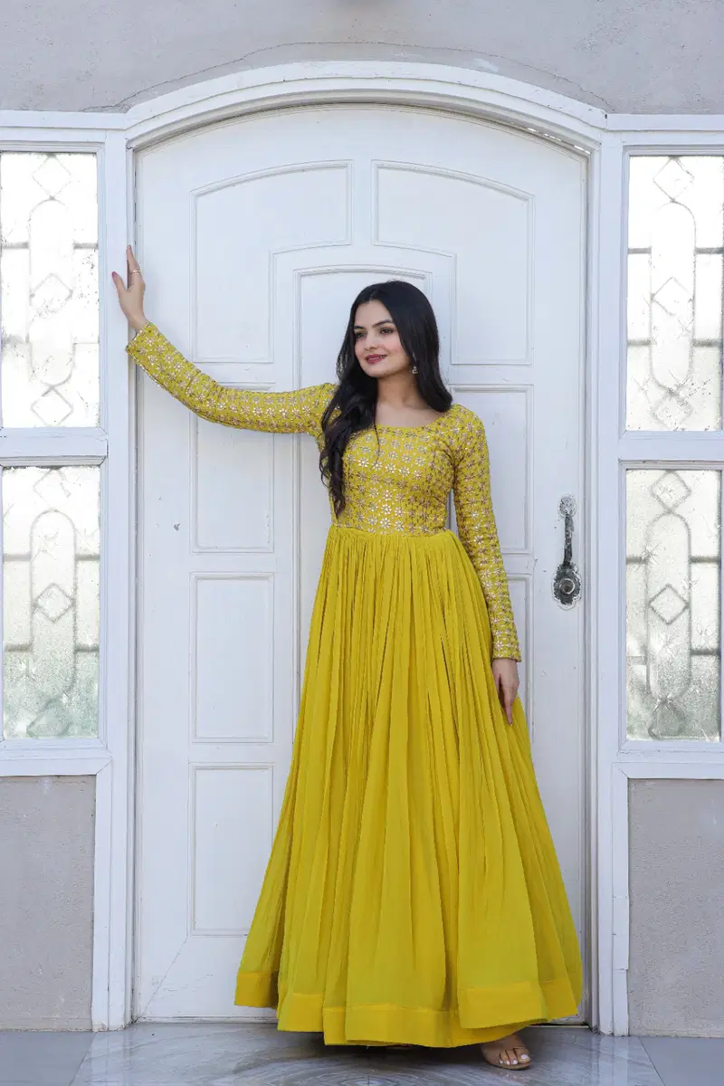 KA 1034 Long Faux Blooming Anarkali Gown Catalog