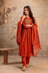 Naisha K 132 Cotton Embroidered Kurti Bottom With Dupatta Wholesalers In Delhi